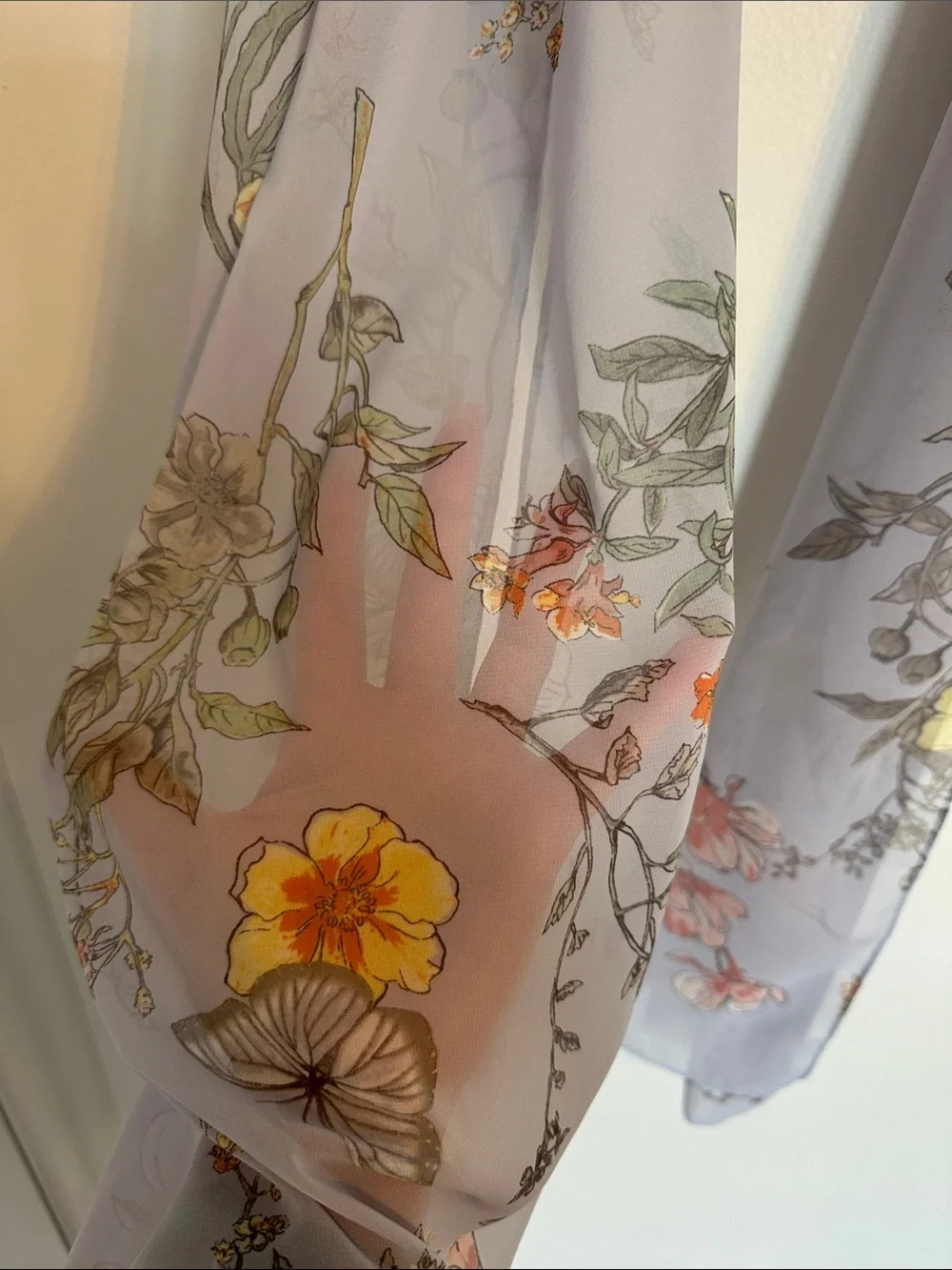 Light blue floralChiffon Scarf - Women's Accessory